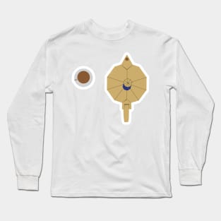 Tea time. Table with kettle and cups. Cartoon illustration. Breakfast time on table. Long Sleeve T-Shirt